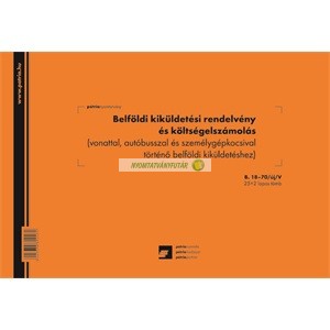 B.18-70/UJ/V Belföldi kiküldetési rendelvény és költségelszámolás 25x2 lapos tömb A/4 fekvő