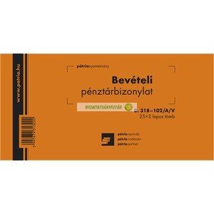 B.318-102/A/V Bevételi pénztárbizonylat 25x3 lapos tömb 203x102 mm