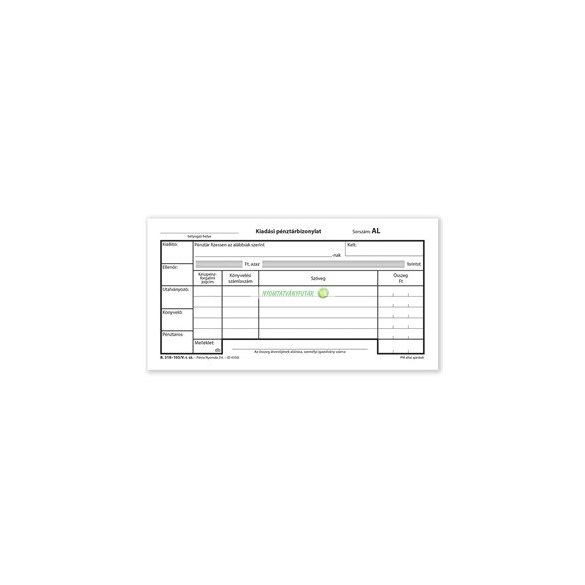 B.318-103/V Kiadási pénztárbizonylat 25x2 lapos tömb 203x102 mm