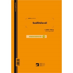 C.0243-102/2015 Szállítólevél 50x2 lapos tömb A/5 álló