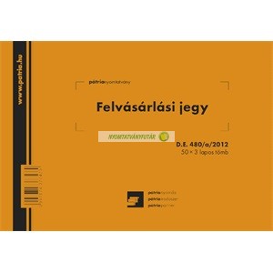 D.E.480/A Felvásárlási jegy (mezőgazdasági termékfelvásárlás/szolgáltatás igénybevétel bizonylata) 50x3 lapos tömb A/5