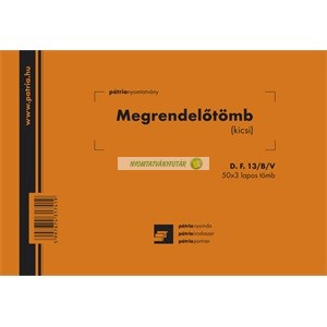 D.F.13/B/V Megrendelő tömb (kicsi) 50x3 lapos tömb A/5 fekvő