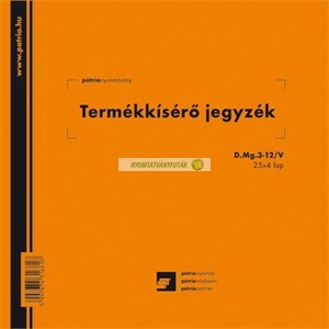 D.MG.3-12/V Termékkísérő jegyzék 25x4 lapos tömb