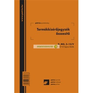 D.MG.3-13/V Termékkísérő jegyzék összesítő 25x4 lapos tömb A/5 álló