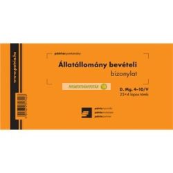   D.MG.4-10/V Állatállomány bevételi bizonylat 25x4 lapos tömb 203x102 mm
