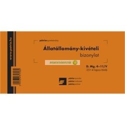  D.MG.4-11/V Állatállomány kivételi bizonylat 25x4 lapos tömb 203x102 mm