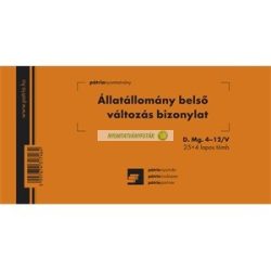   D.MG.4-12/V Állatállomány belső változás bizonylat 25x4 lapos tömb 203x102 mm