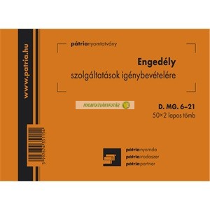 D.MG.6-21 Engedély szolgáltatások igénybevételére, 50x2 lap