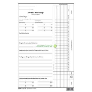 D.MG.7-012 Javítási munkalap 100 lapos tömb A/4 álló