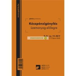   D.SZNY.12-50/V Készpénzigénylés üzemanyag előlegre 25x2 lapos tömb A5 álló