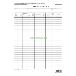   D.SZNY.13-77 Szigorú számadású nyomtatványok munkahelyi (tételes) nyilvántartó lapja szabadlap A4 álló