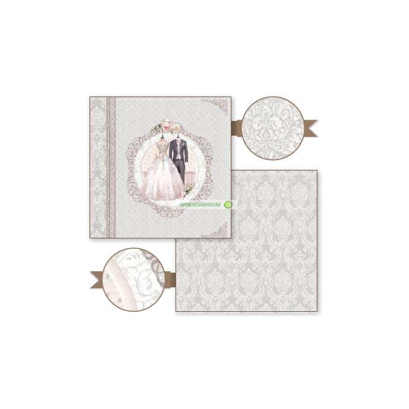 Kétoldalas papír, 30,5 x 30,5 cm 6 db/cs - Esküvő