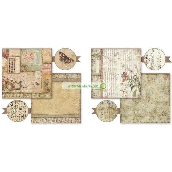 Kétoldalas papír, 30,5 x 30,5 cm 10 db/cs - Keleties kert