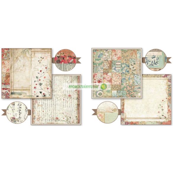 Kétoldalas papír, 30,5 x 30,5 cm 10 db/cs - Keleties kert