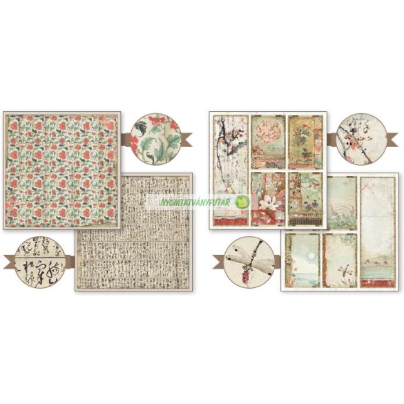 Kétoldalas papír, 30,5 x 30,5 cm 10 db/cs - Keleties kert