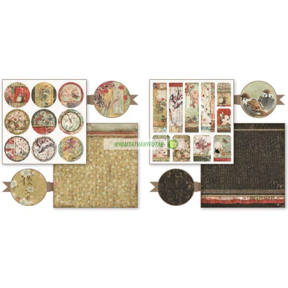 Kétoldalas papír, 30,5 x 30,5 cm 10 db/cs - Keleties kert