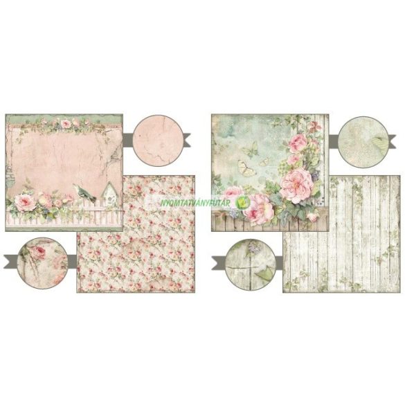 Kétoldalas papír, 30,5 x 30,5 cm 10 db/cs - House of Roses