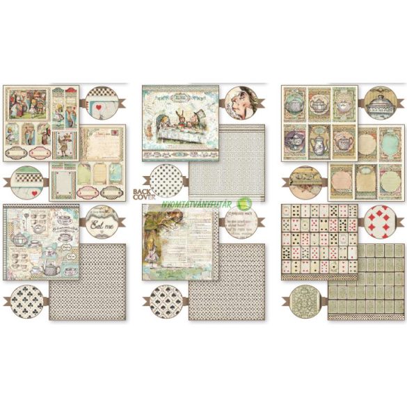 Kétoldalas papír, 20,3x20,3 cm 10 db/cs - Alice