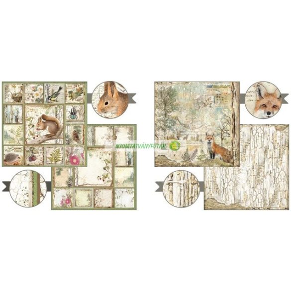 Kétoldalas papír, 20,3 x 20,3 cm 10 db/cs - Erdő