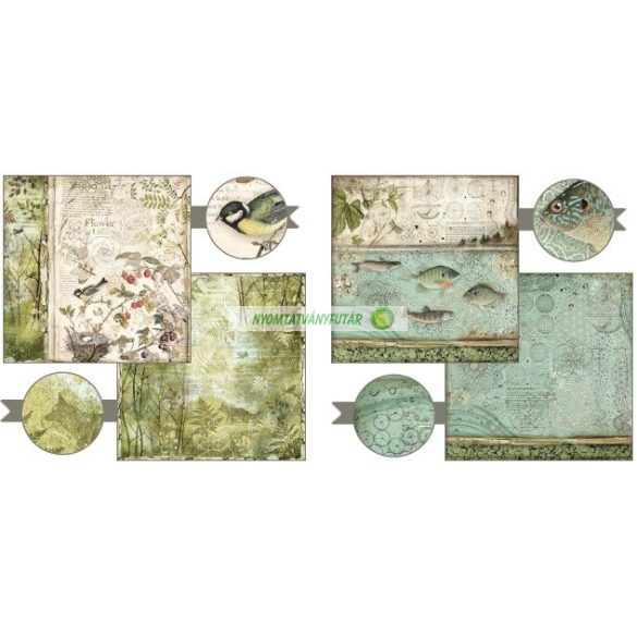 Kétoldalas papír, 20,3 x 20,3 cm 10 db/cs - Erdő