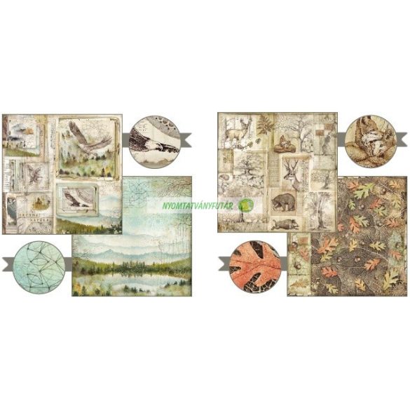 Kétoldalas papír, 20,3 x 20,3 cm 10 db/cs - Erdő