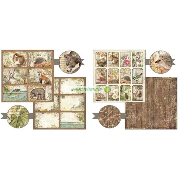 Kétoldalas papír, 20,3 x 20,3 cm 10 db/cs - Erdő