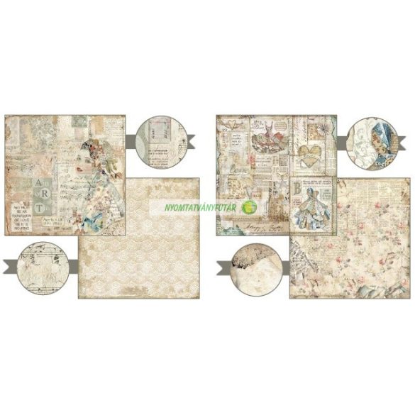 Kétoldalas papír, 20,3 x 20,3 cm 10 db/cs - Képzelet