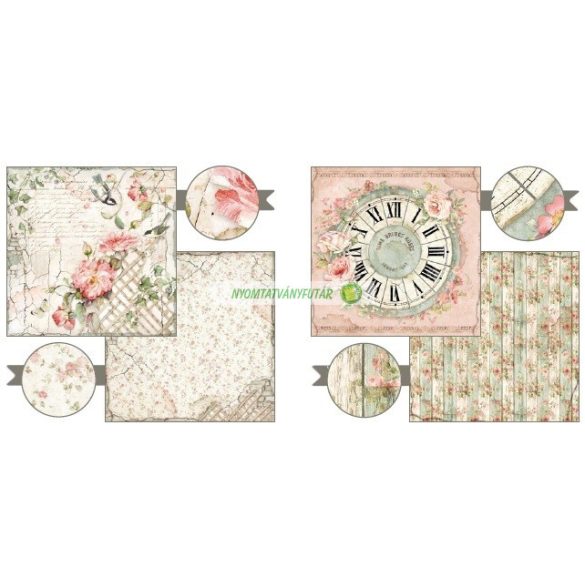 Kétoldalas papír, 20,3 x 20,3 cm 10 db/cs - Rózsák háza