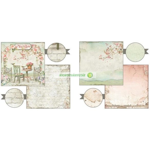 Kétoldalas papír, 20,3 x 20,3 cm 10 db/cs - Rózsák háza