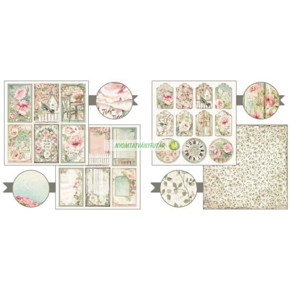 Kétoldalas papír, 20,3 x 20,3 cm 10 db/cs - Rózsák háza