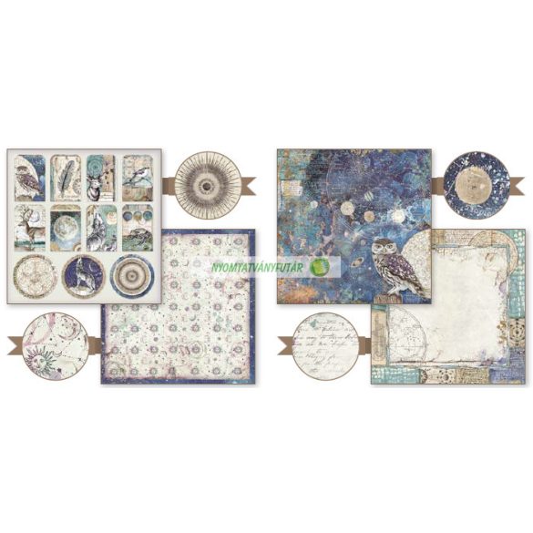 Kétoldalas papír, 20,3 x 20,3 cm 10 db/cs - Kozmosz