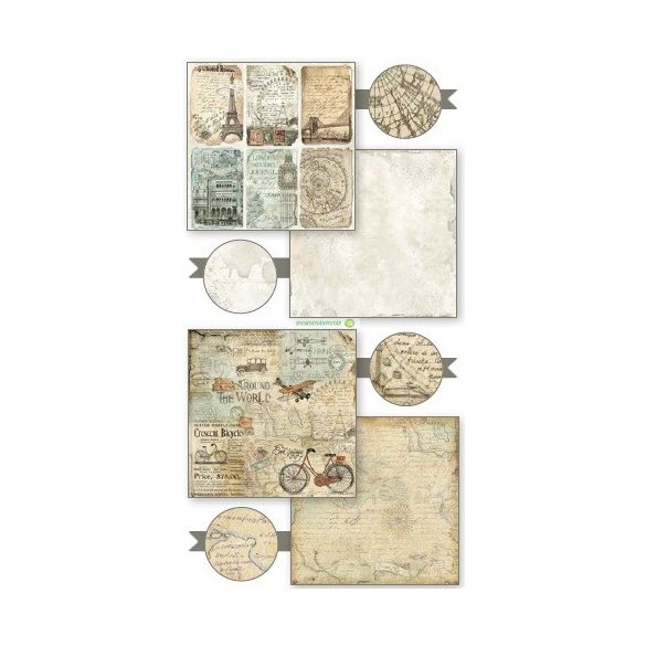 Kétoldalas papír, 20,3 x 20,3 cm 10 db/cs - A világ körül