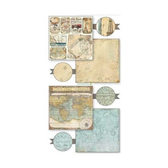 Kétoldalas papír, 20,3 x 20,3 cm 10 db/cs - A világ körül