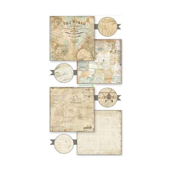 Kétoldalas papír, 20,3 x 20,3 cm 10 db/cs - A világ körül