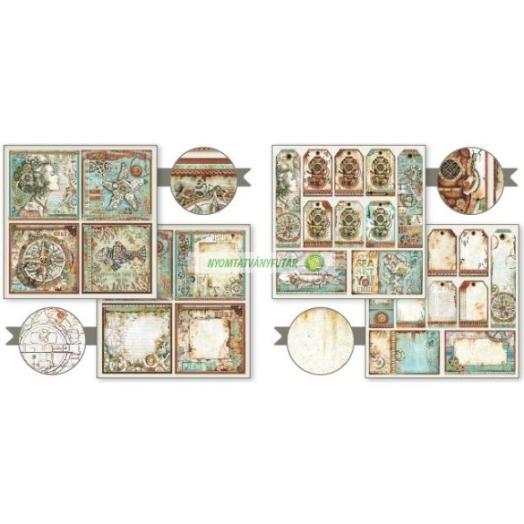 Kétoldalas papír, 20,3 x 20,3 cm 10 db/cs - Tengeri világ