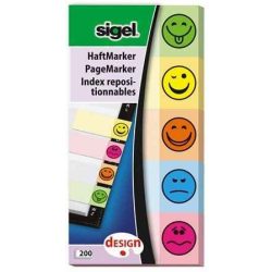   Jelölőcímke, papír, 5x40 lap, 20x50 mm, SIGEL "Smile"