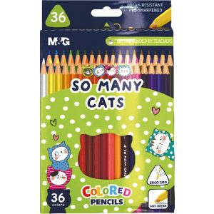 Színesceruza készlet, háromszög test, M&G "So Many Cats", 36 szín