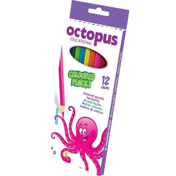 Ceruza színes, 12 szín, hatszög ,vékony test, Octopus  UNL-0100, 55641