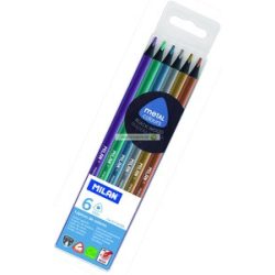   Színes ceruza készlet, metál, háromszögletű, Milan, "1031",6 szín
