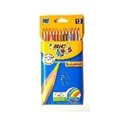   Színesceruza készlet, hatszögletű, BIC "KIDS TROPICOLORS" csíkos 12 szín